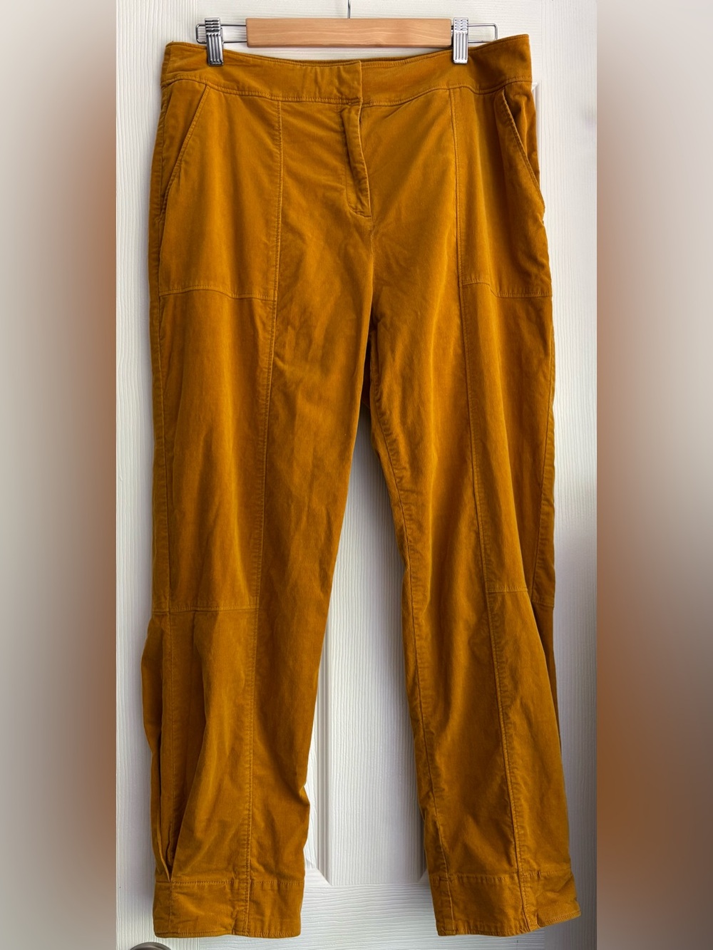 7th Ave Design Studio Mustard Lightweight Corduroy Tapered Leg Pants Size 12
